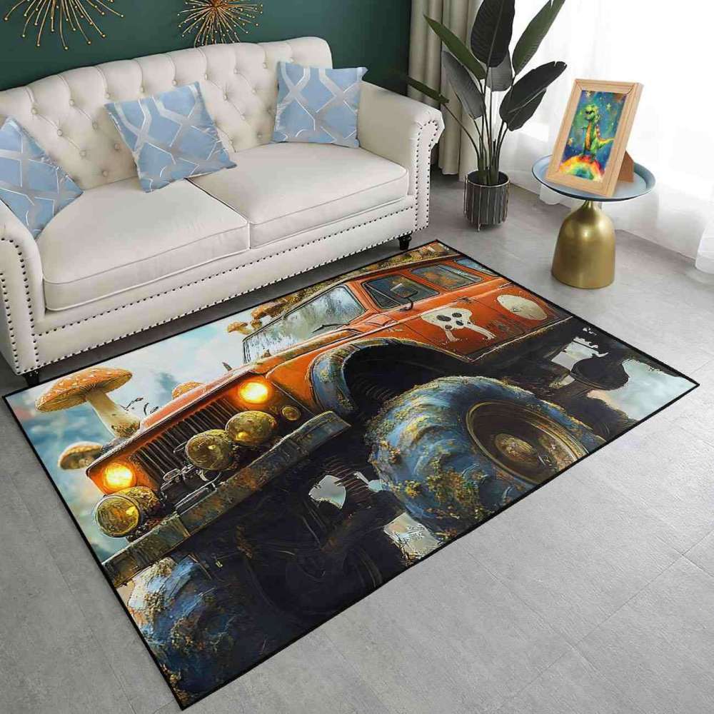 Mushroom Forest Giant Wheel Truck Rug Teens Decor | CozyLil