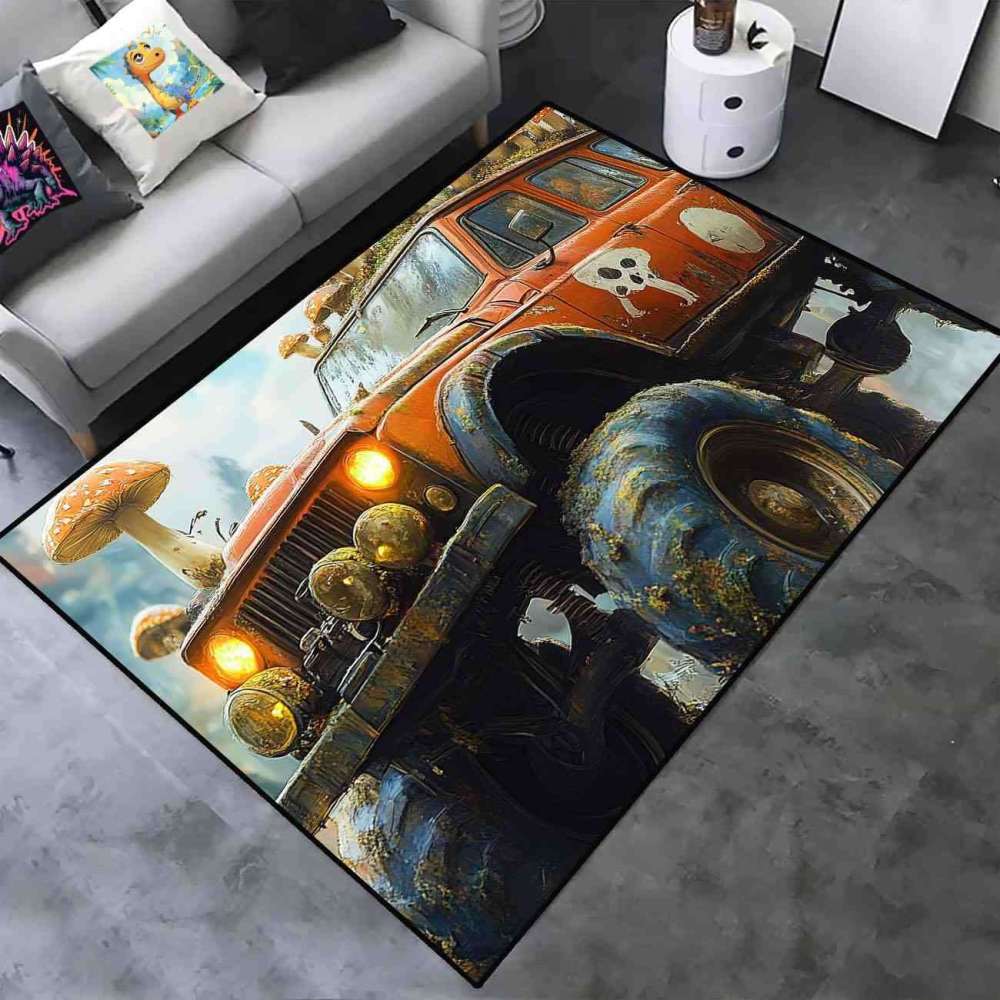 Mushroom Forest Giant Wheel Truck Rug Teens Decor | CozyLil