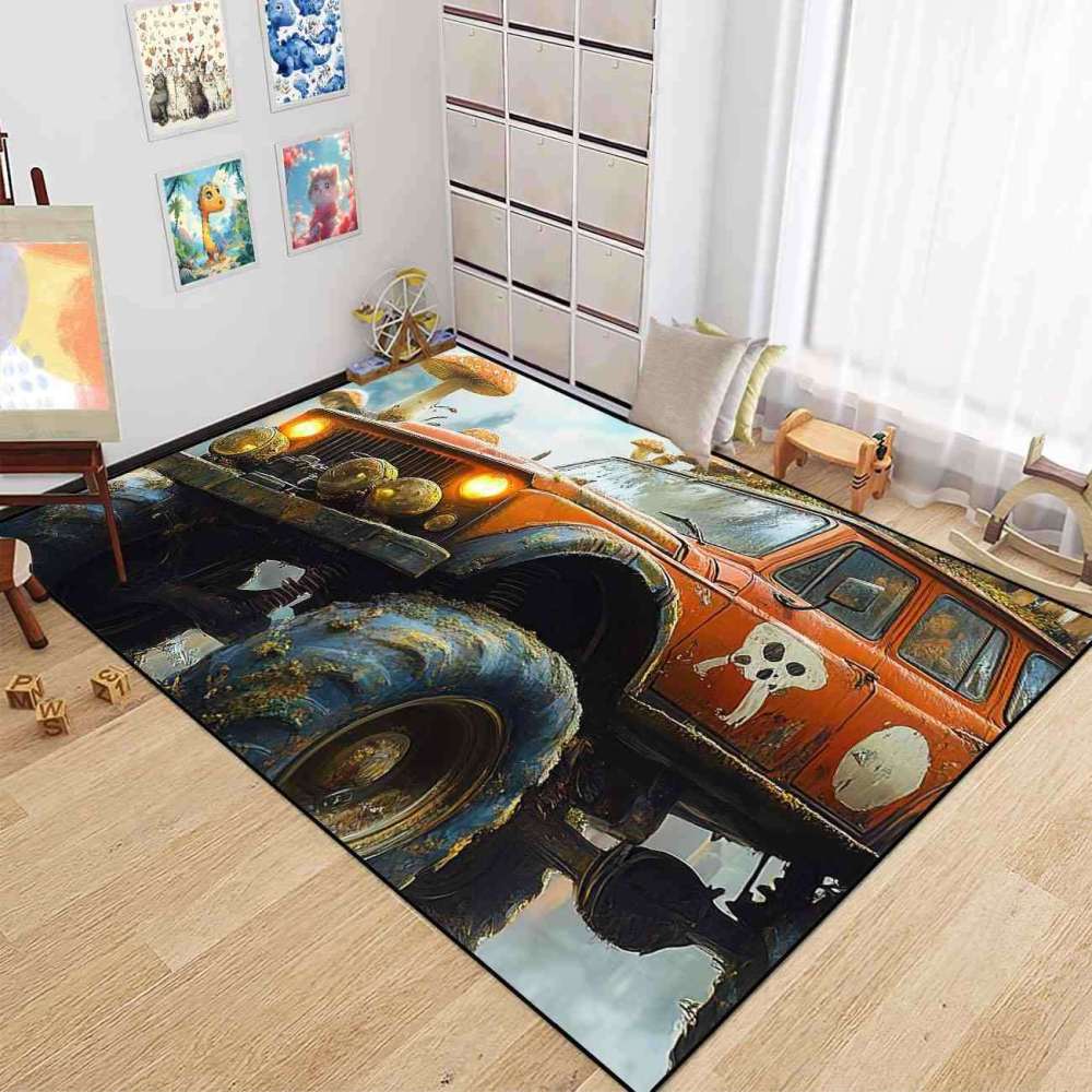 Mushroom Forest Giant Wheel Truck Rug Teens Decor | CozyLil