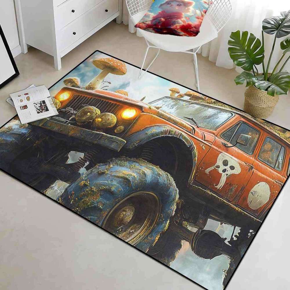 Mushroom Forest Giant Wheel Truck Rug Teens Decor | CozyLil