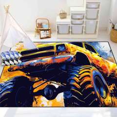 Yellow Blast Giant Wheel Truck Rug Teens Playroom | CozyLil
