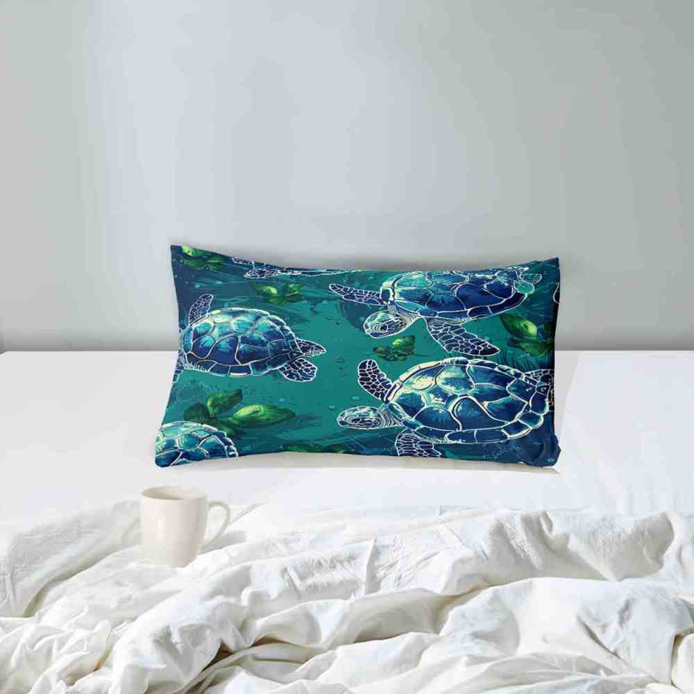Teal Tropical Sea Turtle Pattern Comforter Set for Kids & Teens | CozyLil