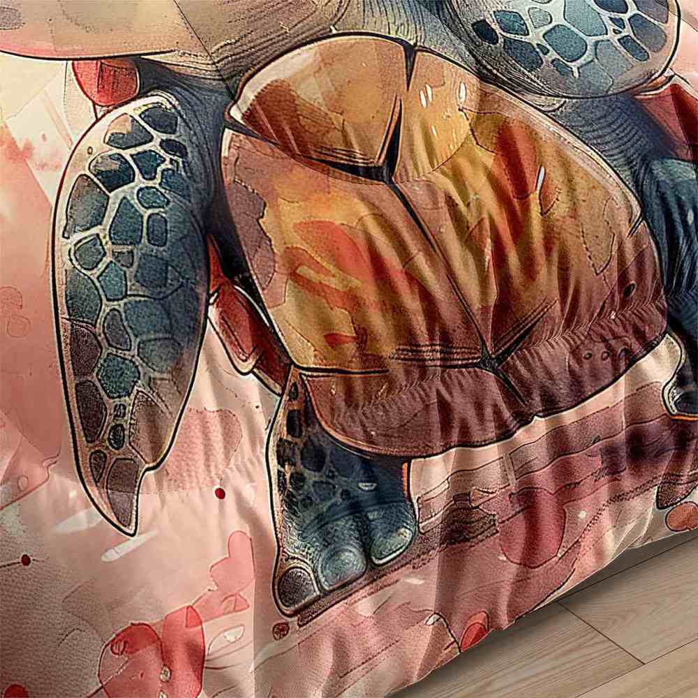 Whimsical Watercolor Sea Turtle Kids Comforter Set | CozyLil
