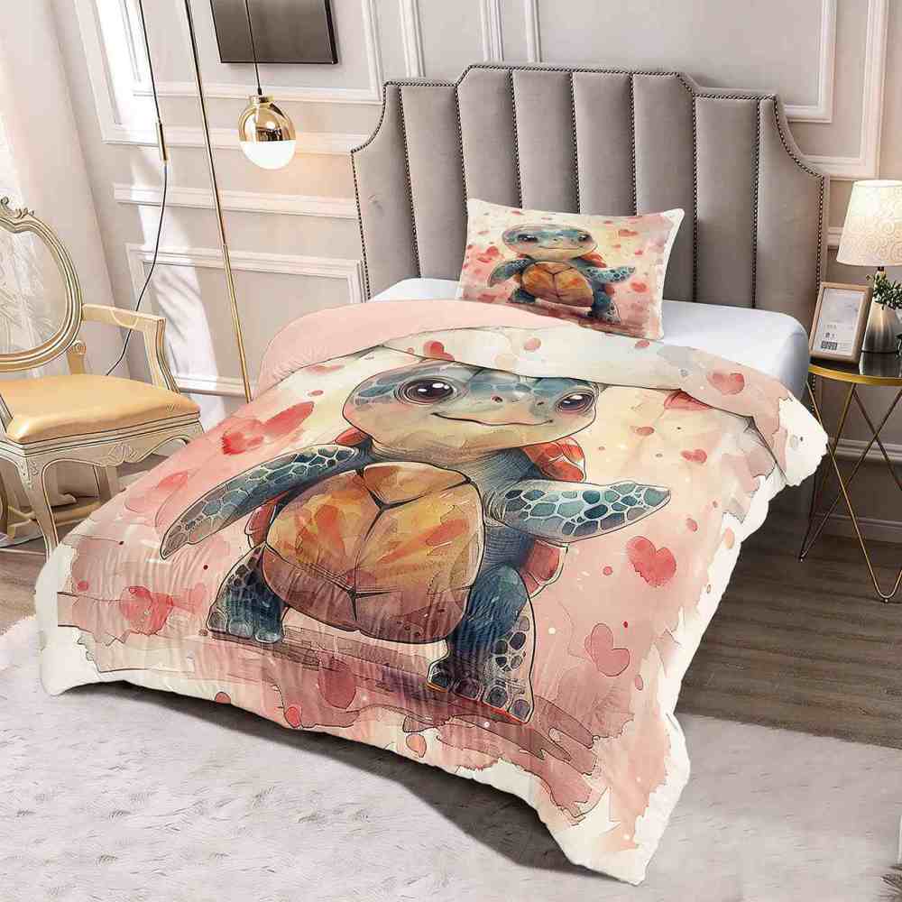 Whimsical Watercolor Sea Turtle Kids Comforter Set | CozyLil
