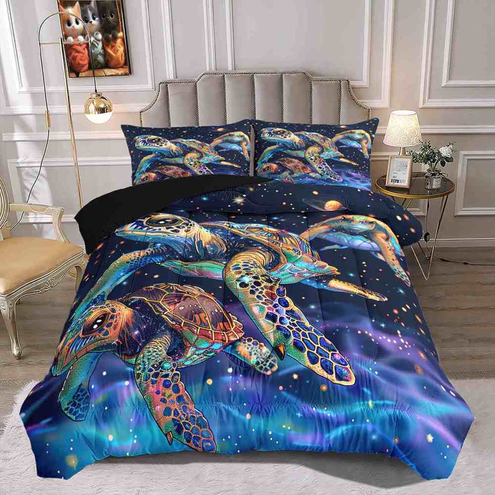 Cosmic Sea Turtle Galaxy Comforter Set for Kids & Teens | CozyLil