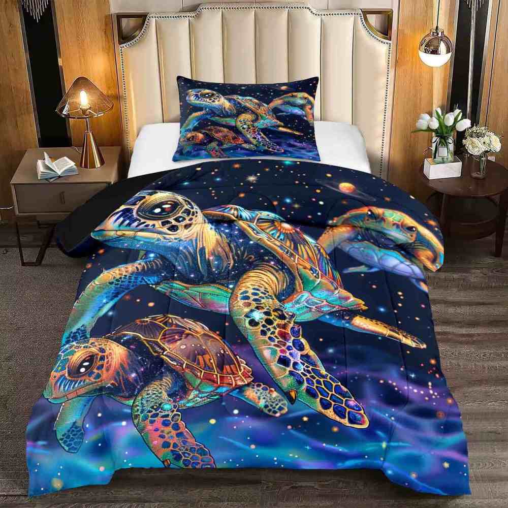 Cosmic Sea Turtle Galaxy Comforter Set for Kids & Teens | CozyLil