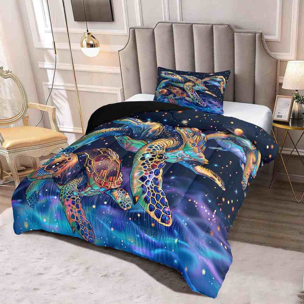 Cosmic Sea Turtle Galaxy Comforter Set for Kids & Teens | CozyLil