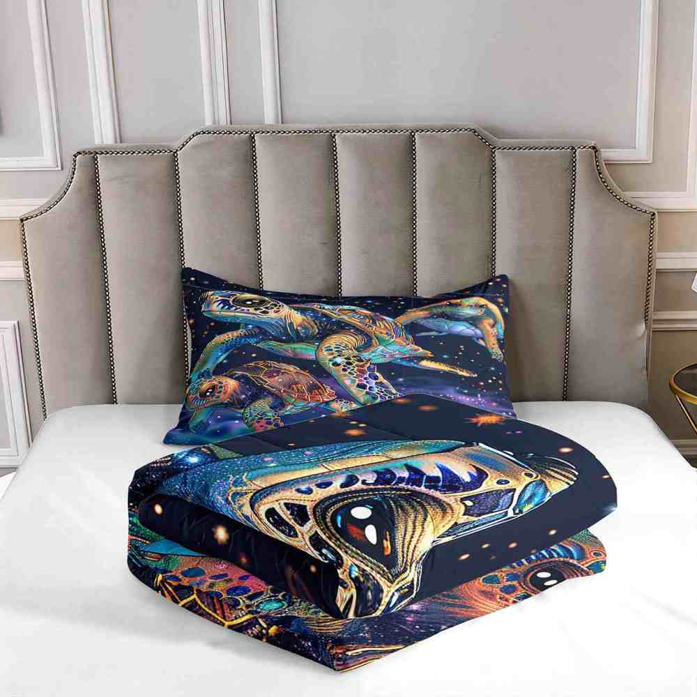Cosmic Sea Turtle Galaxy Comforter Set for Kids & Teens | CozyLil