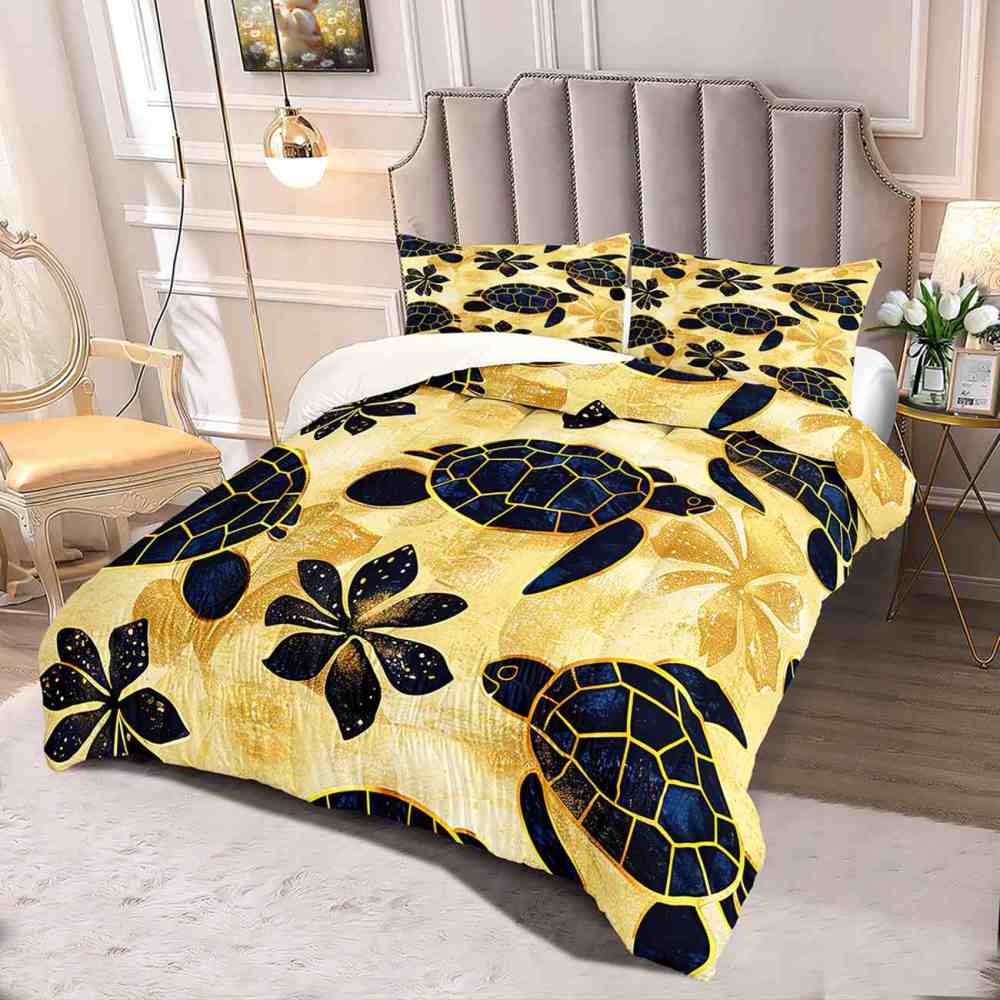Nautical Sea Turtle & Floral Print Comforter Set for Kids | CozyLil