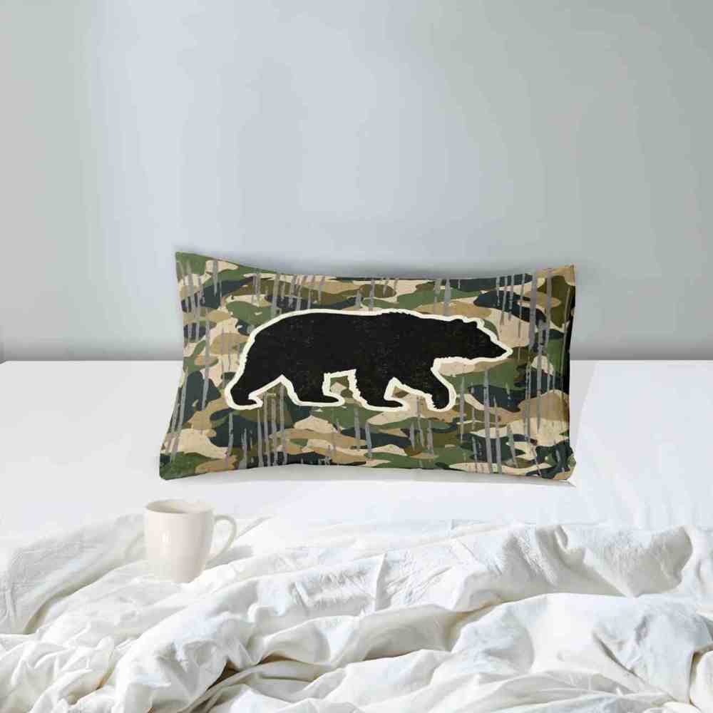 Camo Bear Silhouette Comforter Set Twin/Full Boys Bedding | CozyLil