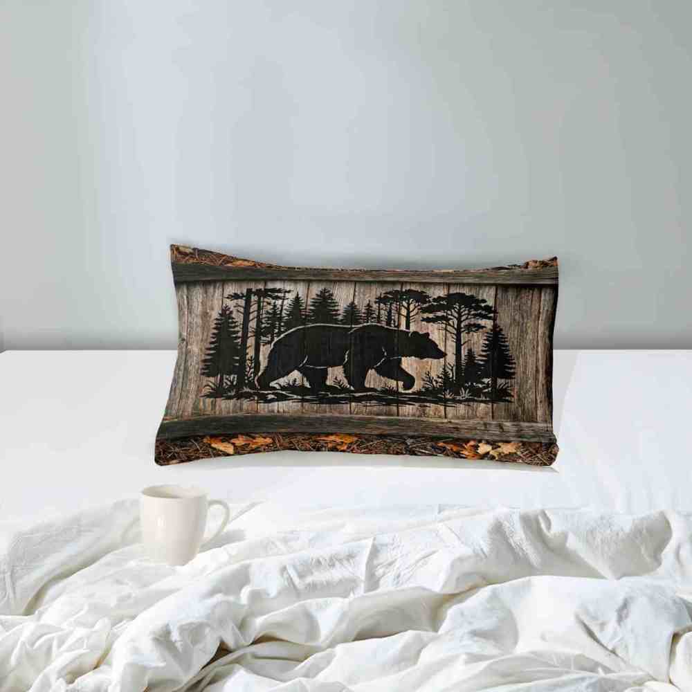 Dark Forest Silhouette Bear Comforter Set | CozyLil