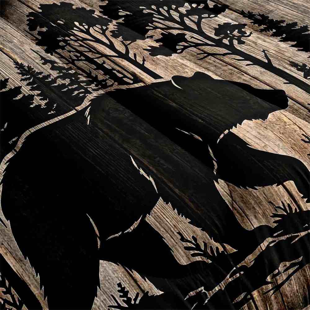 Dark Forest Silhouette Bear Comforter Set | CozyLil