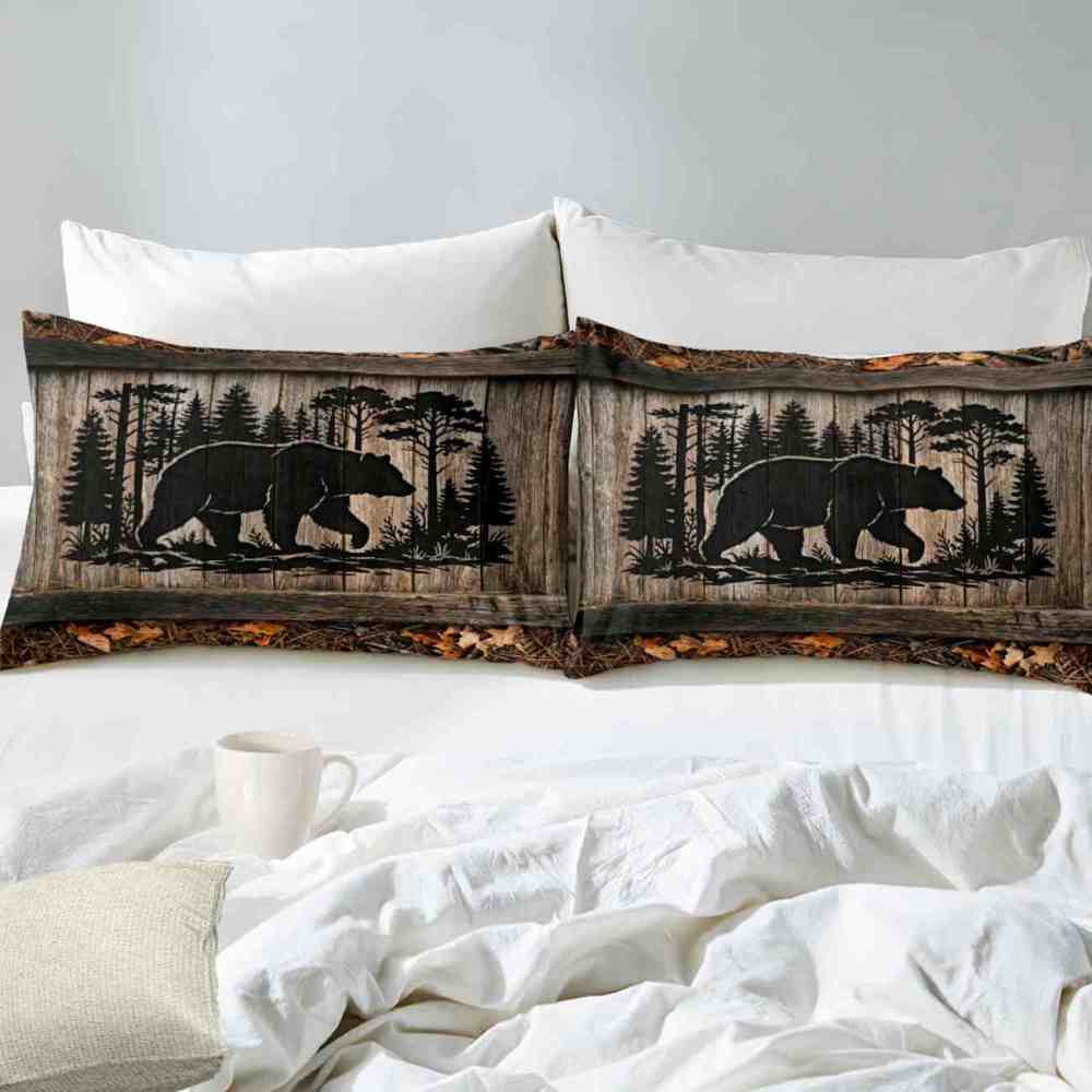 Dark Forest Silhouette Bear Comforter Set | CozyLil
