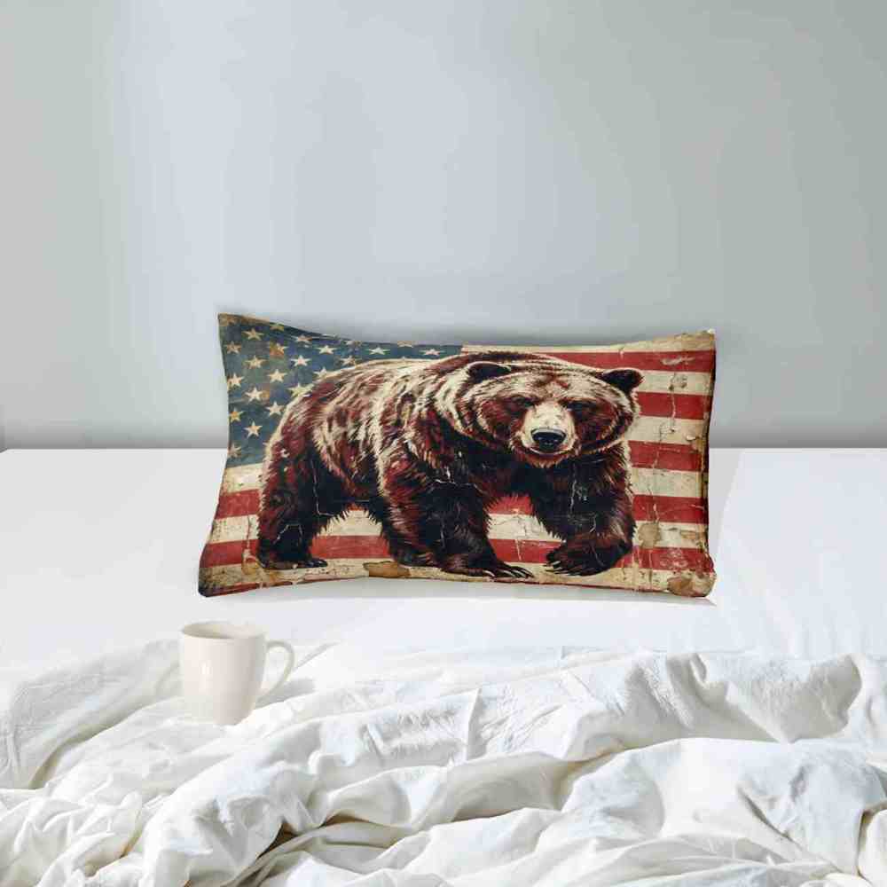 American Flag Grizzly Bear Comforter Set | CozyLil