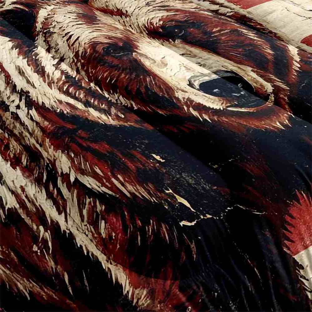 American Flag Grizzly Bear Comforter Set | CozyLil