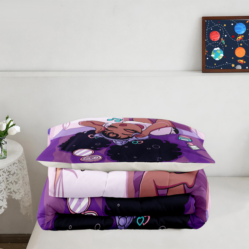 Purple Music Melanin Girl Comforter Set with Headphones | CozyLil
