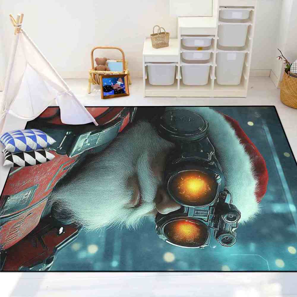 Sci-Fi Cyberpunk Santa Claus Gamer Area Rug | CozyLil
