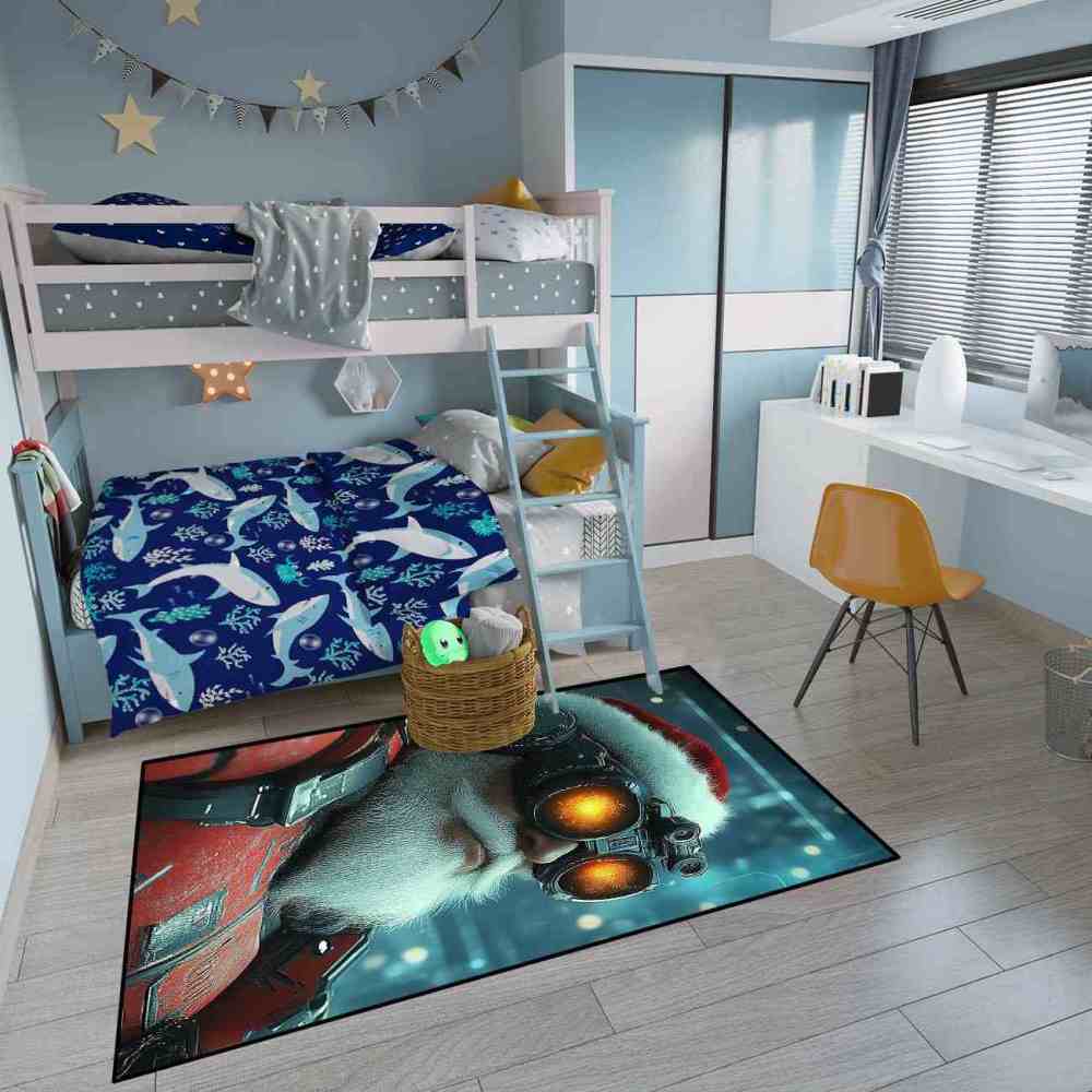 Sci-Fi Cyberpunk Santa Claus Gamer Area Rug | CozyLil