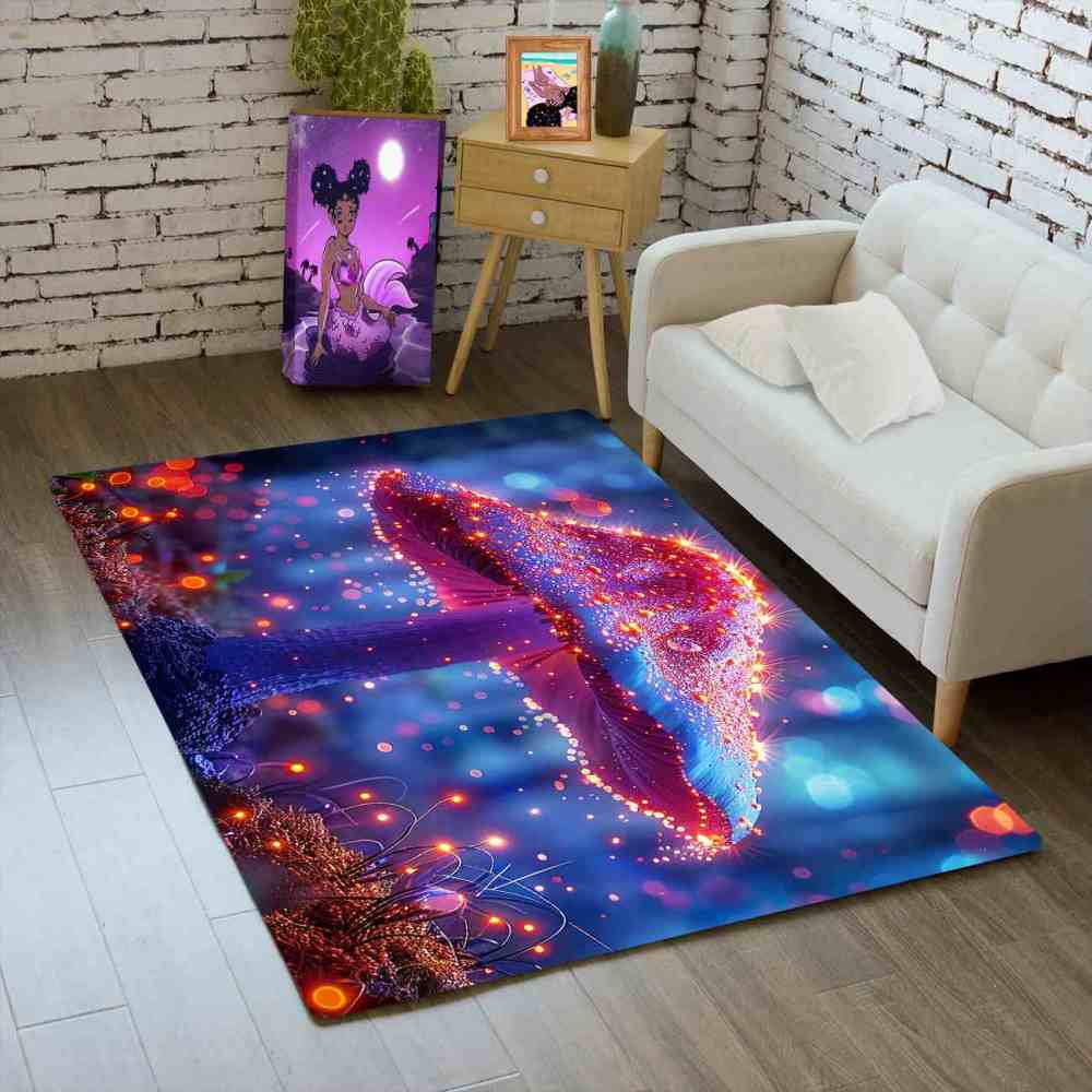 Majestic Mystical Pink Mushroom Living Room Rug | CozyLil