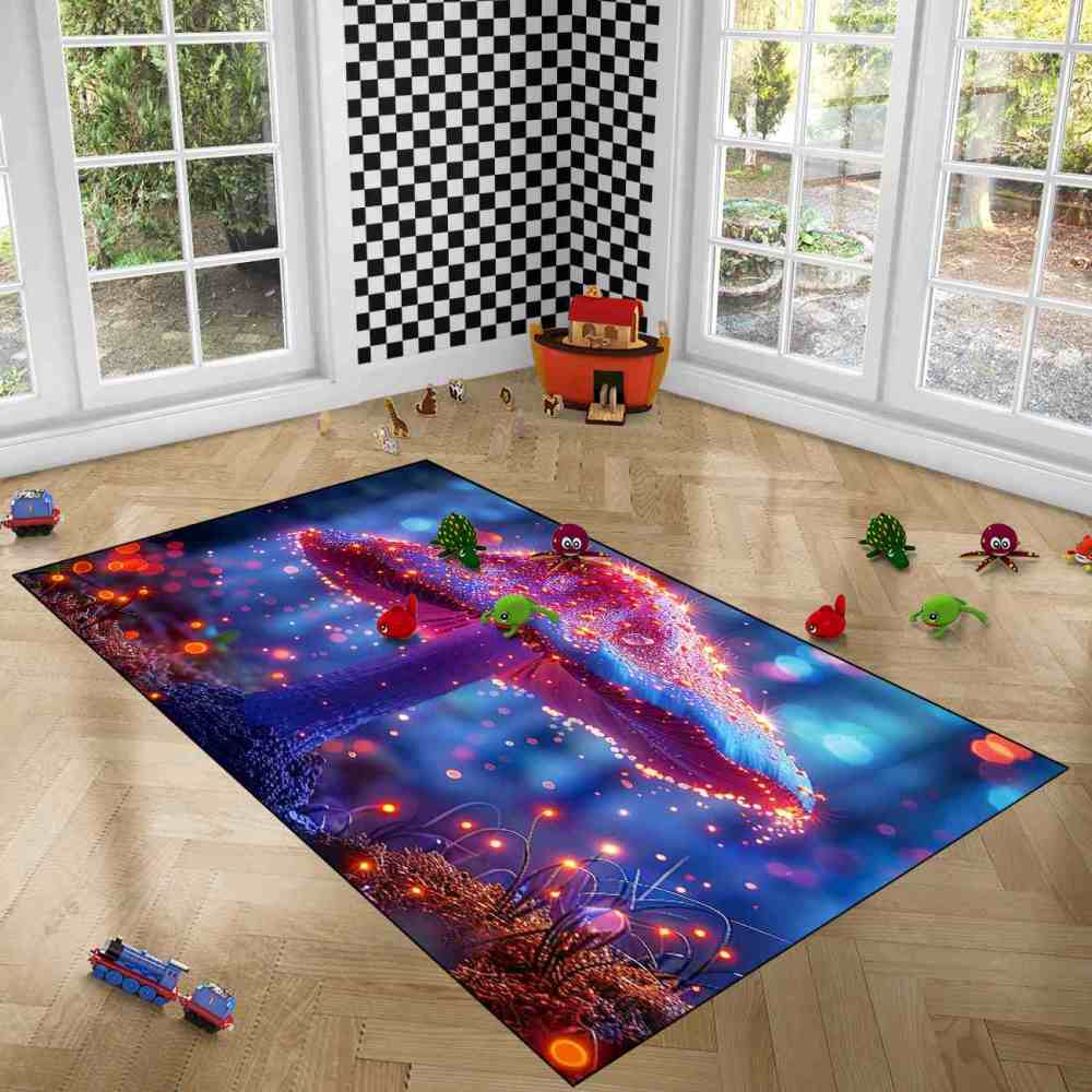 Majestic Mystical Pink Mushroom Living Room Rug | CozyLil