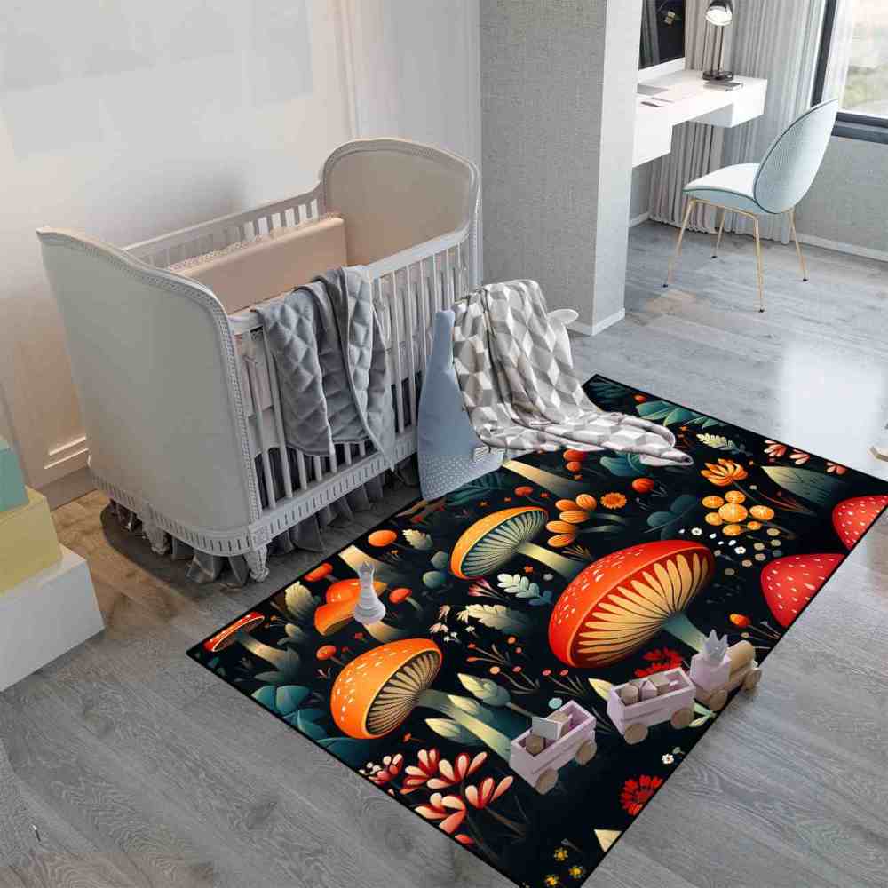 Vintage Botanical Mushroom Floral Rug Upgrade Ultra Non-Slip | CozyLil