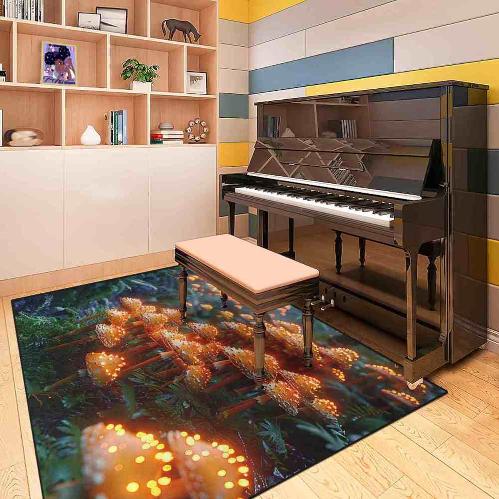 Lush Woodland Orange Mushroom Cluster Area Rug | CozyLil