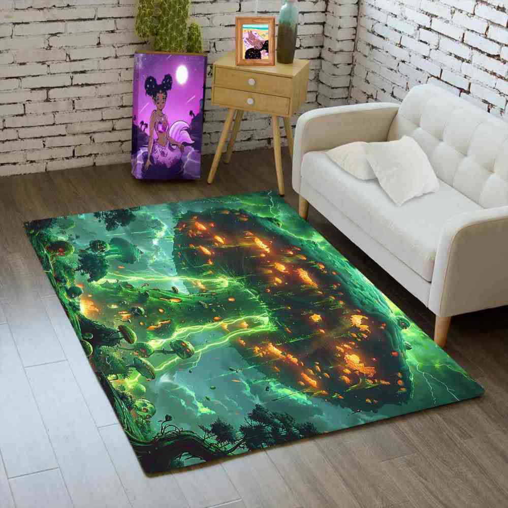 Magical Mushroom Fantasy Landscape Gamer Room Area Rug Upgrade Ultra Non-Slip | CozyLil