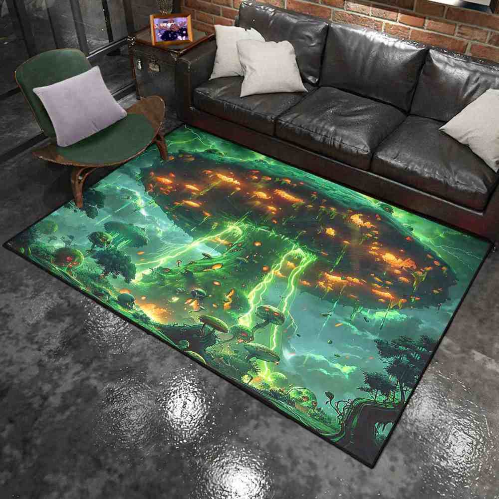 Magical Mushroom Fantasy Landscape Gamer Room Area Rug Upgrade Ultra Non-Slip | CozyLil