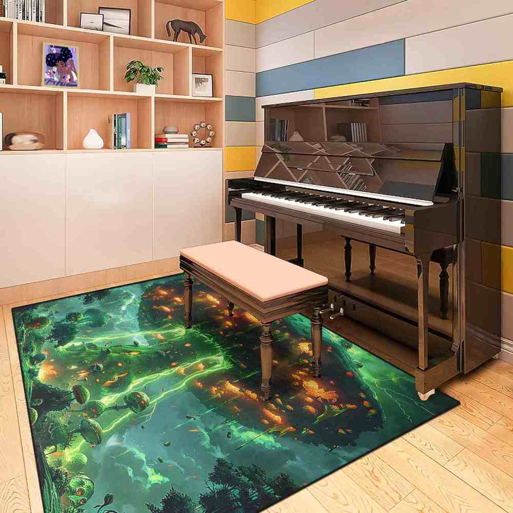 Magical Mushroom Fantasy Landscape Gamer Room Area Rug Upgrade Ultra Non-Slip | CozyLil