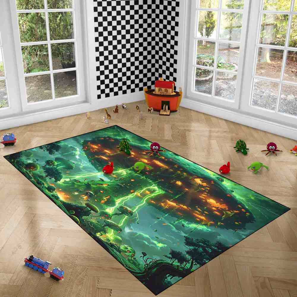 Magical Mushroom Fantasy Landscape Gamer Room Area Rug Upgrade Ultra Non-Slip | CozyLil