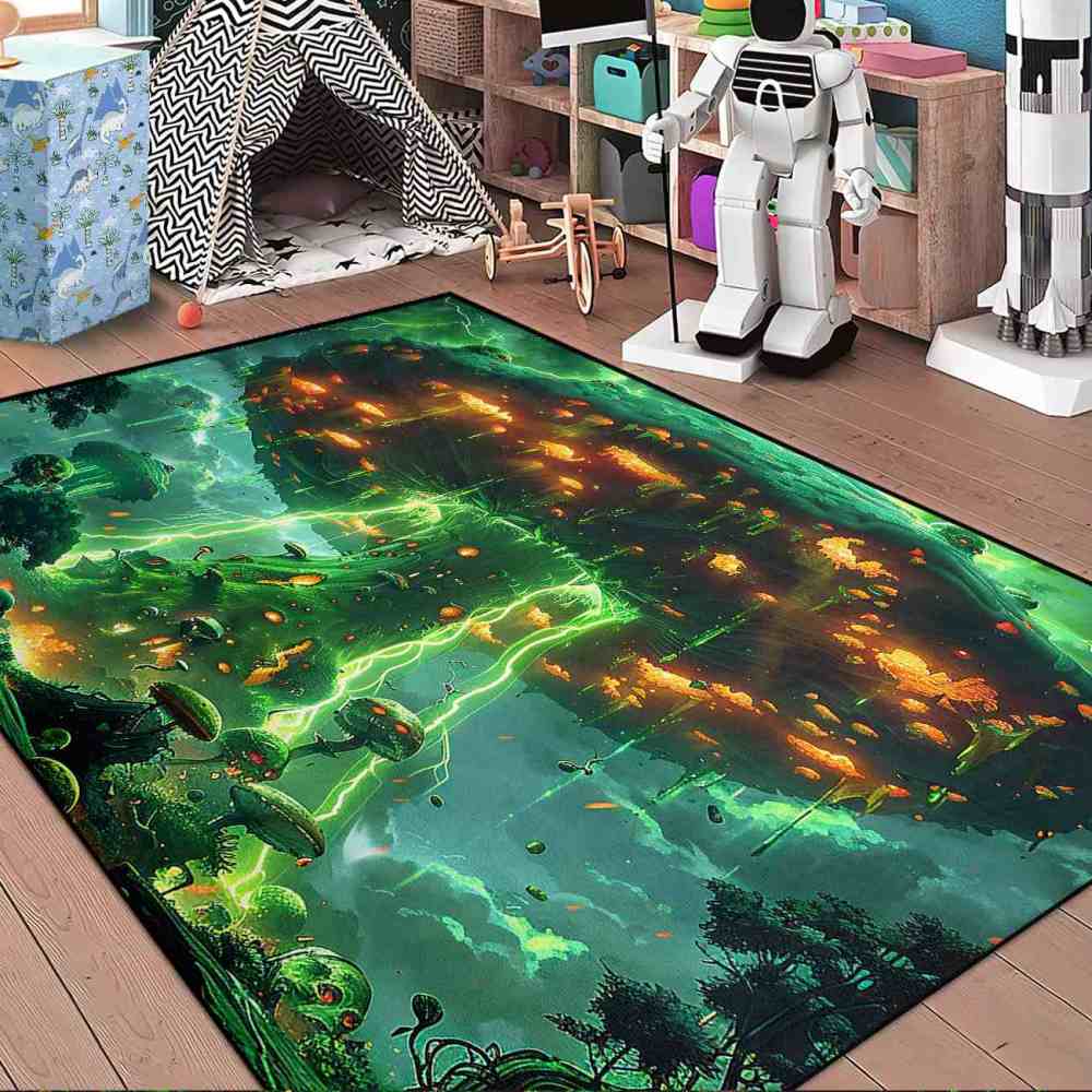 Magical Mushroom Fantasy Landscape Gamer Room Area Rug Upgrade Ultra Non-Slip | CozyLil