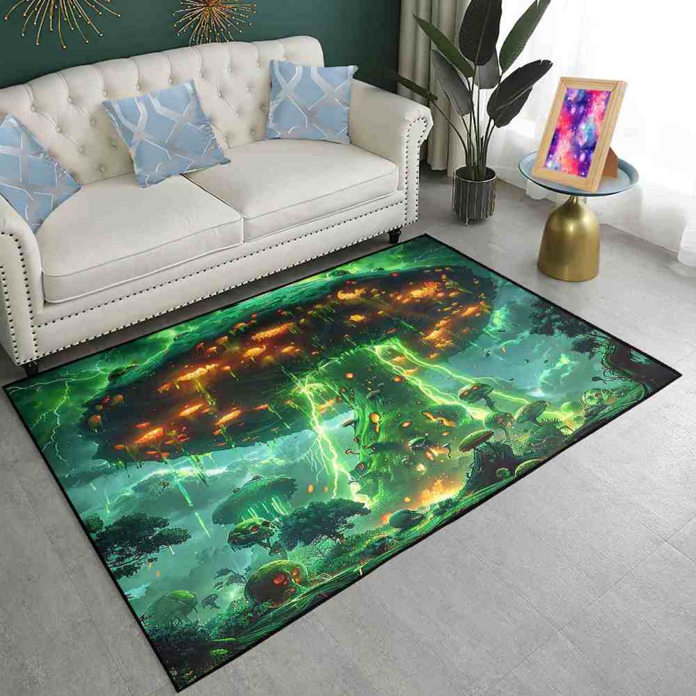 Magical Mushroom Fantasy Landscape Gamer Room Area Rug Upgrade Ultra Non-Slip | CozyLil