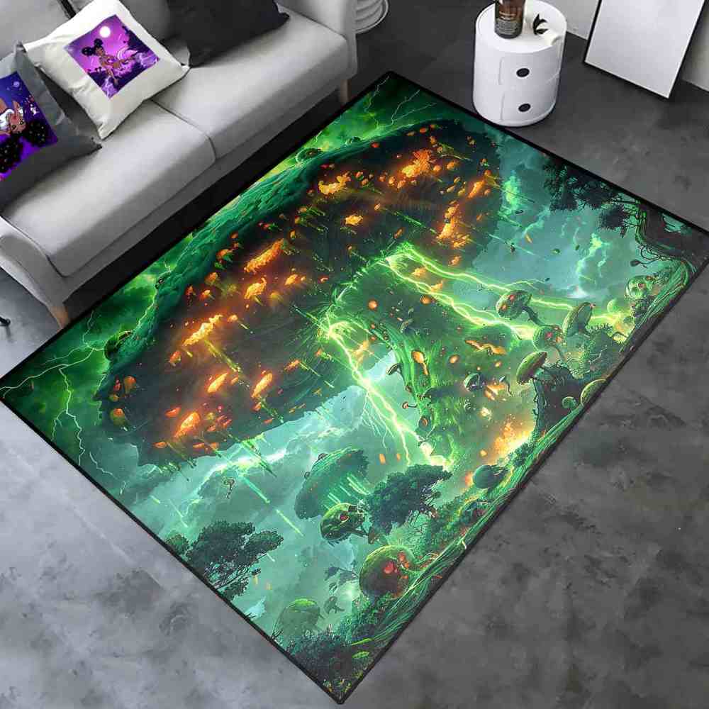 Magical Mushroom Fantasy Landscape Gamer Room Area Rug Upgrade Ultra Non-Slip | CozyLil
