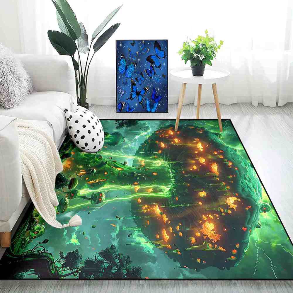 Magical Mushroom Fantasy Landscape Gamer Room Area Rug Upgrade Ultra Non-Slip | CozyLil
