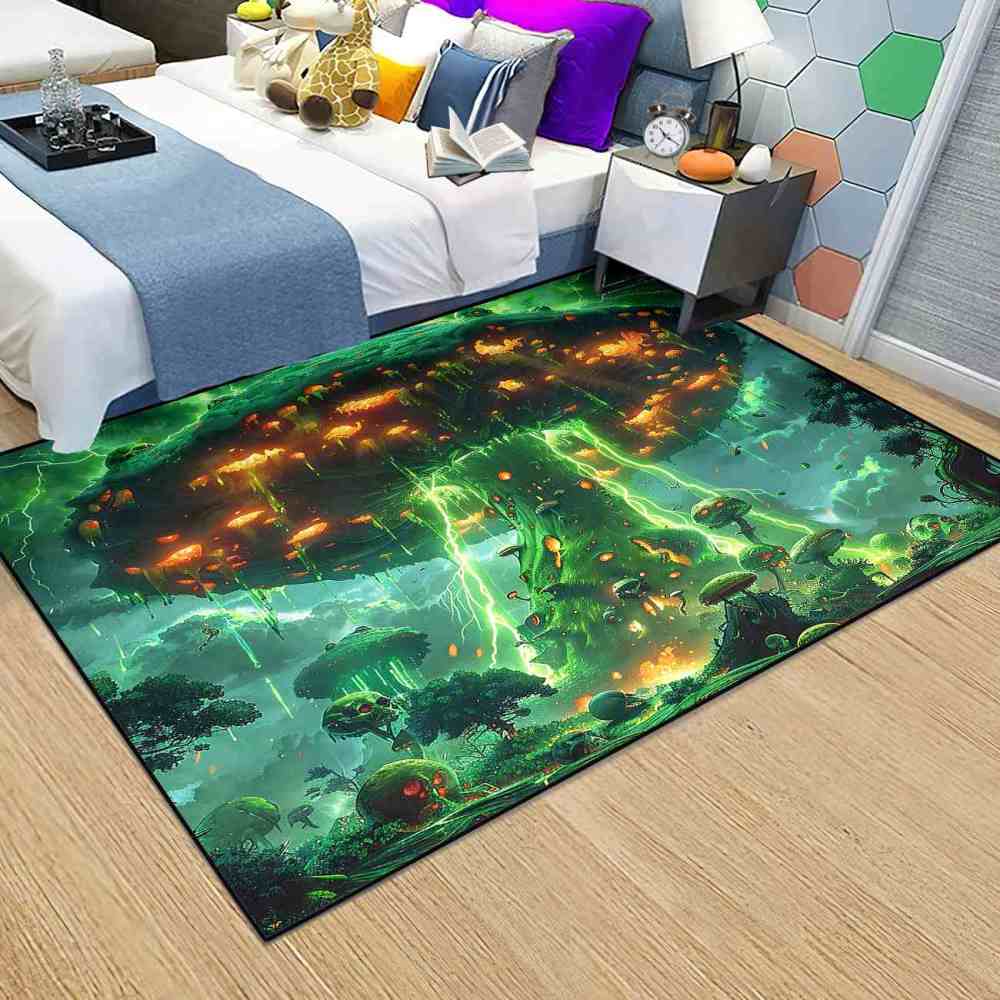 Magical Mushroom Fantasy Landscape Gamer Room Area Rug Upgrade Ultra Non-Slip | CozyLil