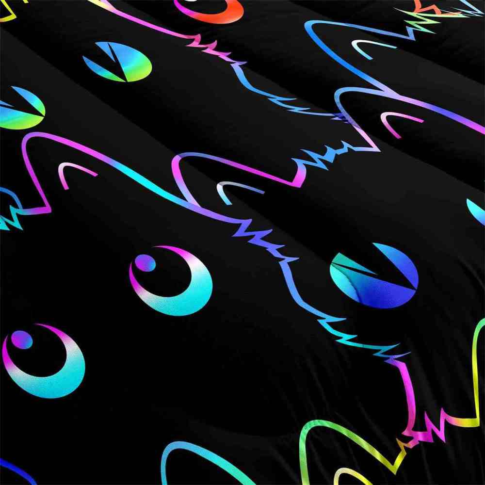 Neon Cat Eyes Kids Comforter Set Luminous Style Bedding | CozyLil
