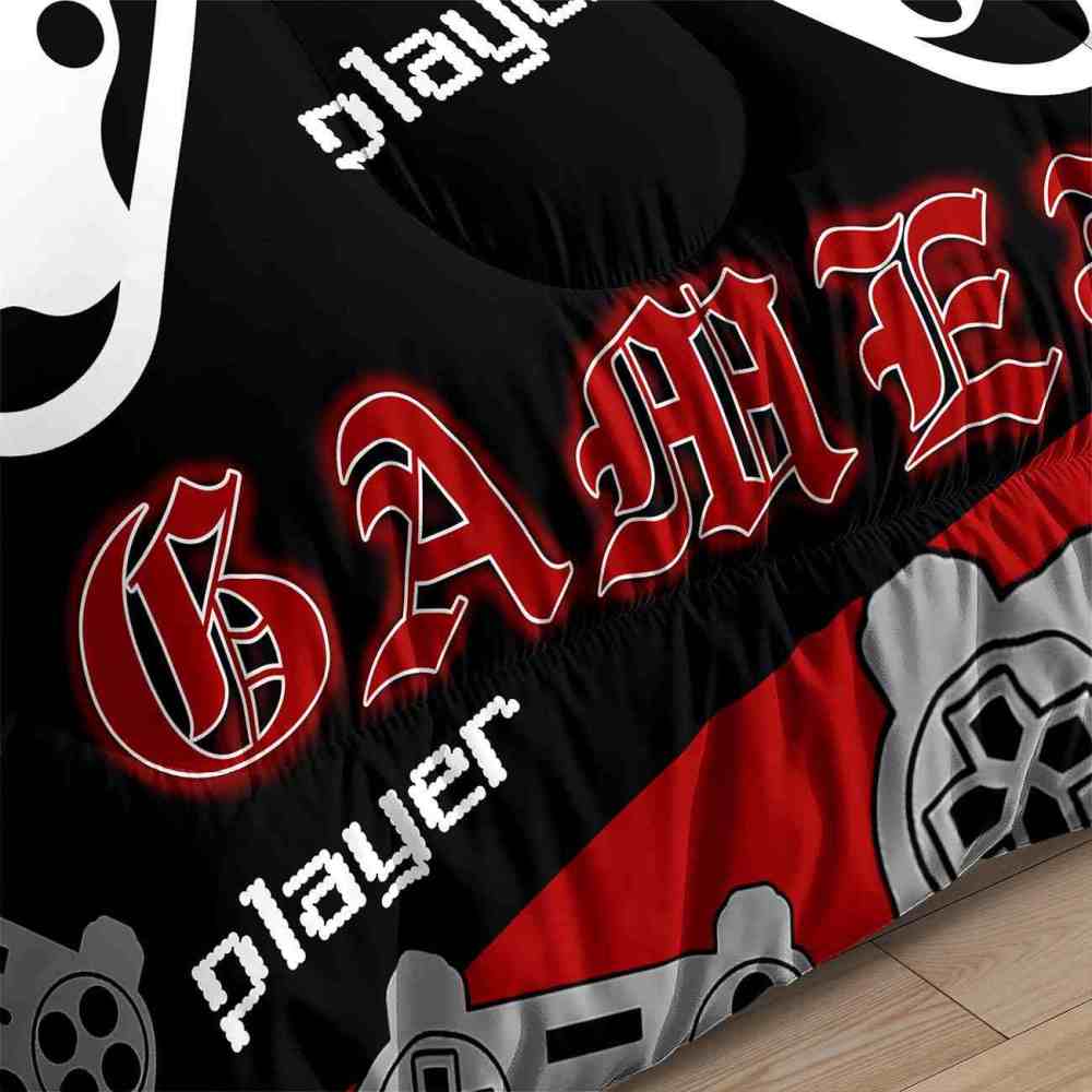 Bold Red and Black Pro Gamer Player Comforter Set | CozyLil