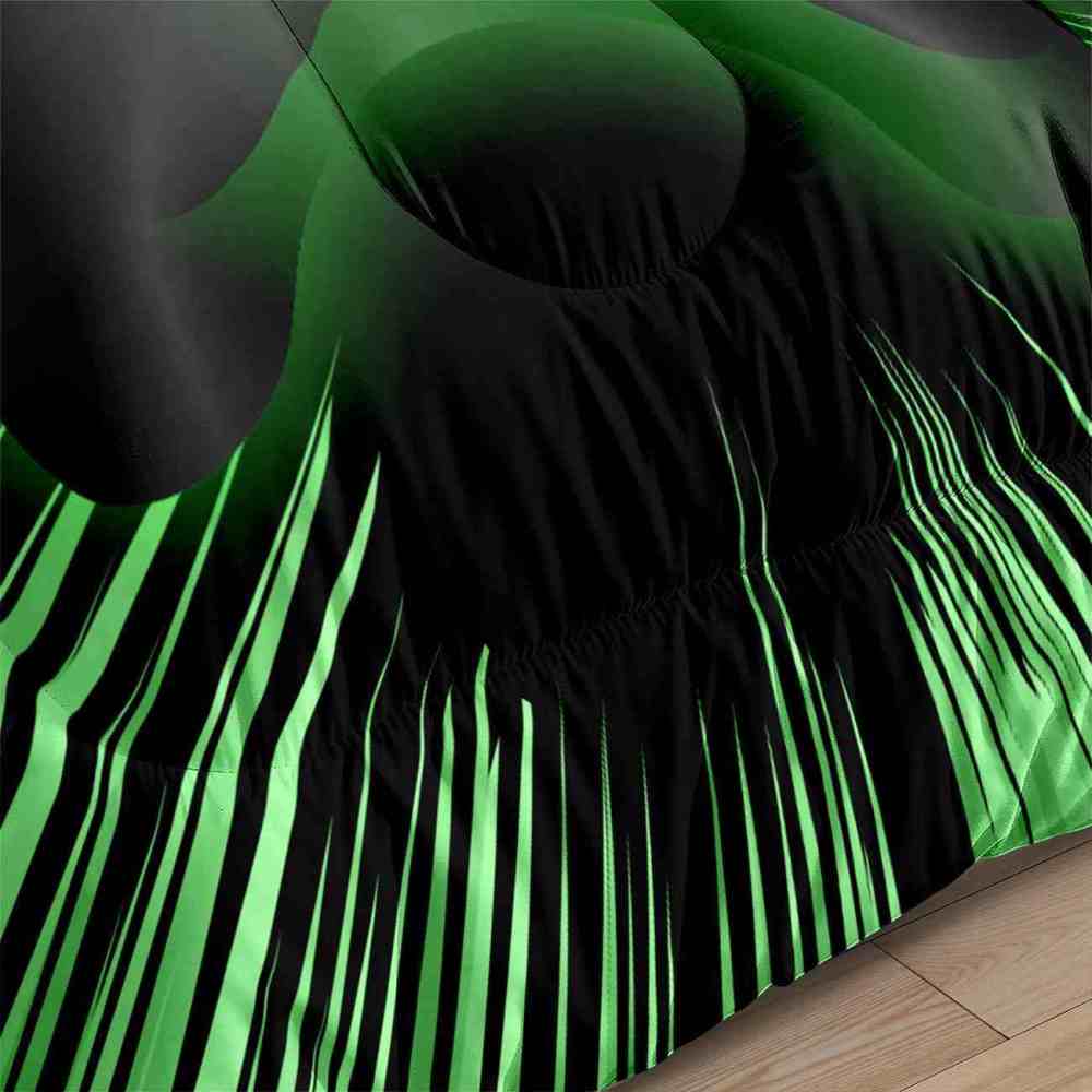 Neon Green Cyber Warp Gamer Comforter Set for Teens | CozyLil