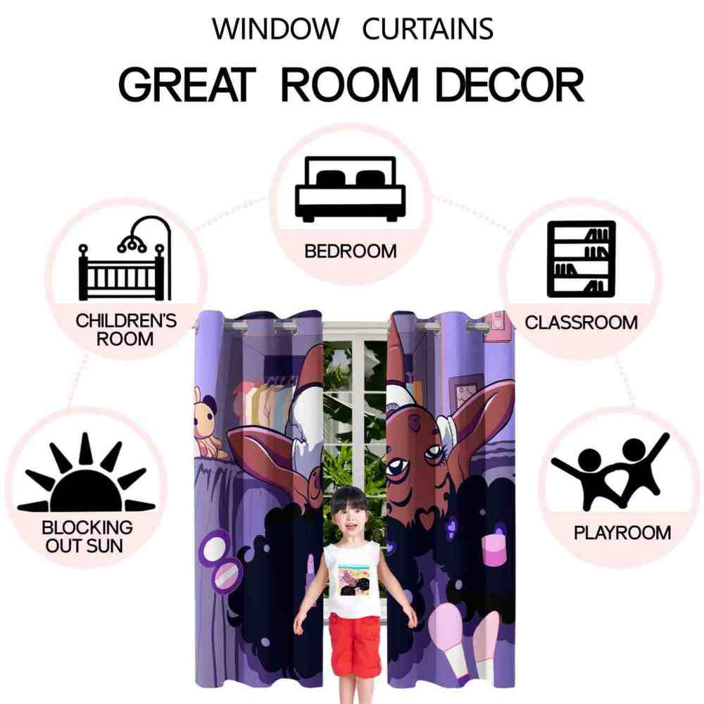 Purple Chill African American Girl Bedroom Curtains - CozyLil