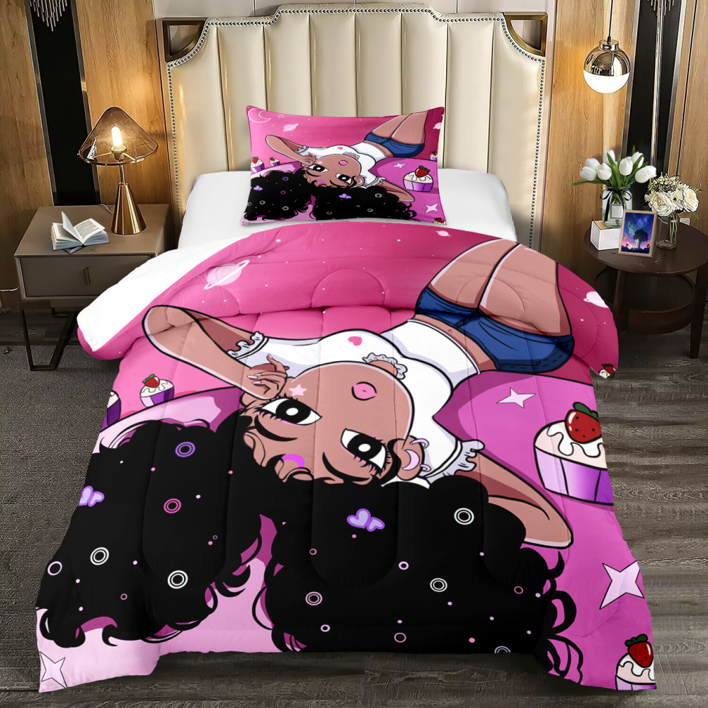 Pink Galaxy Sweet Black Girl Comforter Set Kids | CozyLil