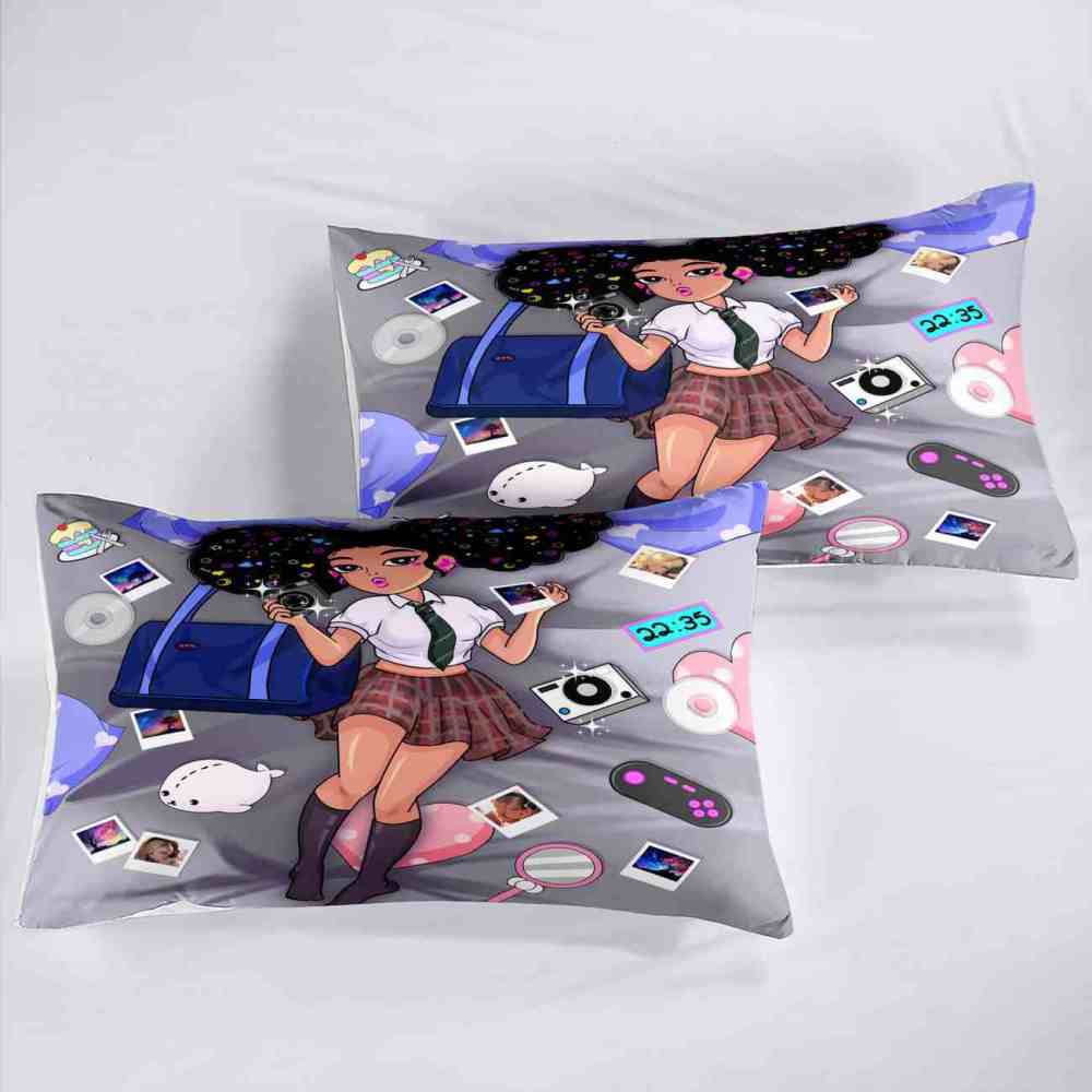Grey Gamer Black Girl Comforter Set Teens Room | CozyLil