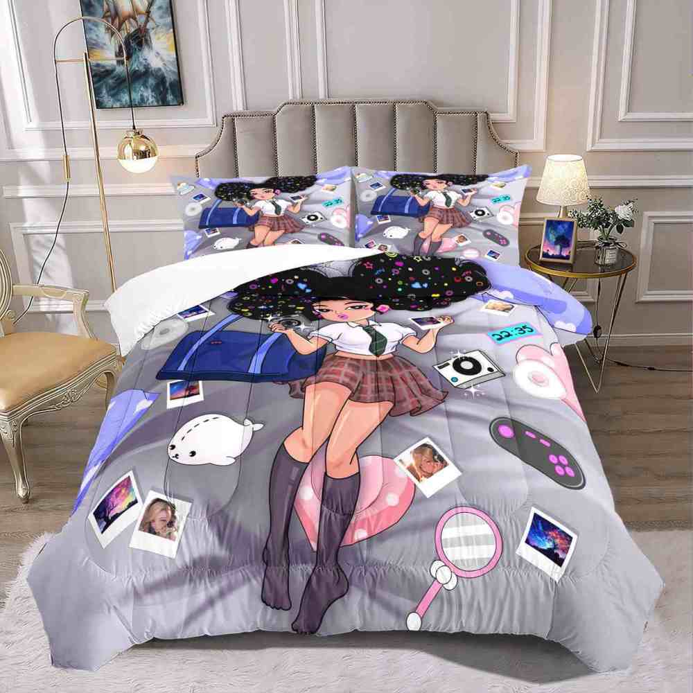 Grey Gamer Black Girl Comforter Set Teens Room | CozyLil
