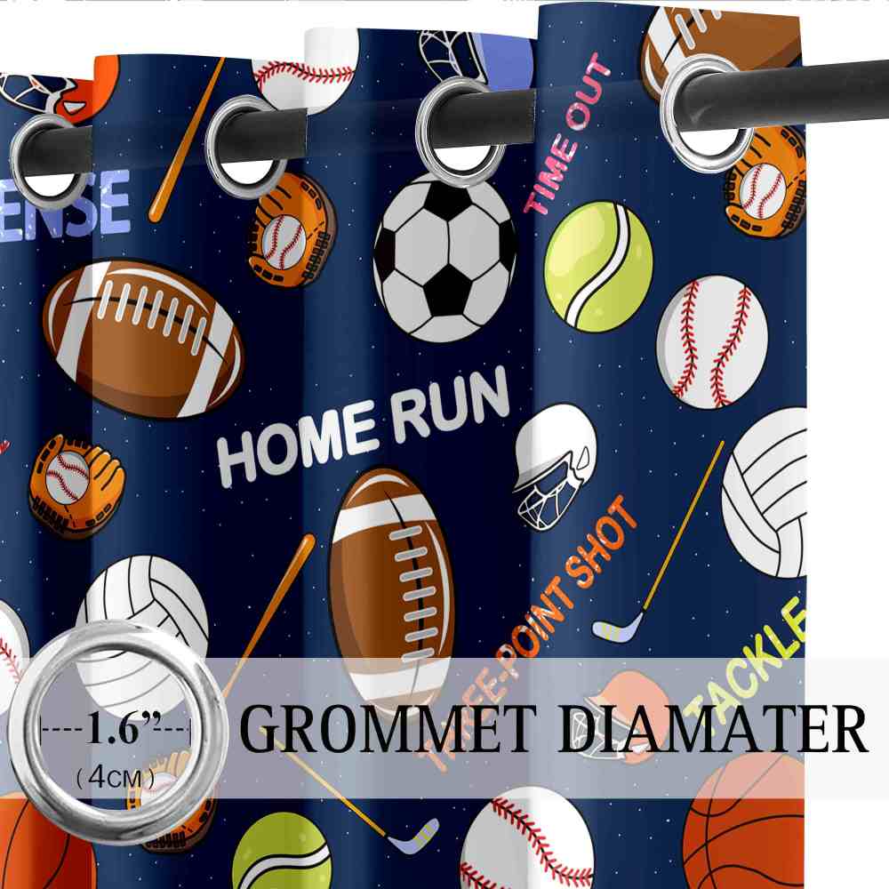 Sports Ball Collage Kids Room Blackout Curtains Set of 2 Panels CozyLil