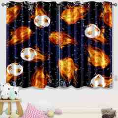 Flaming Sports Ball Fire & Water Kids Blackout Curtains 2pcs | CozyLil