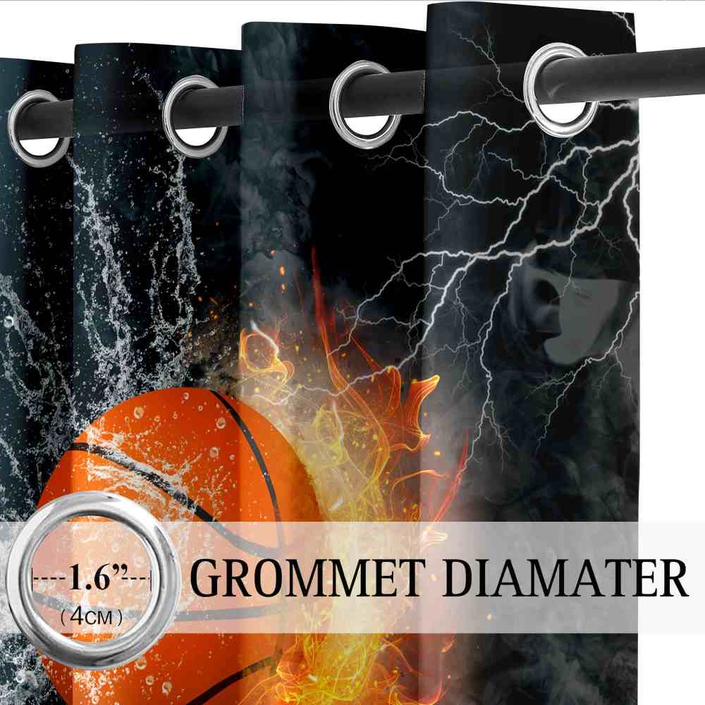 Electric Fire Basketball Lightning Kids Blackout Curtains 2PK CozyLil