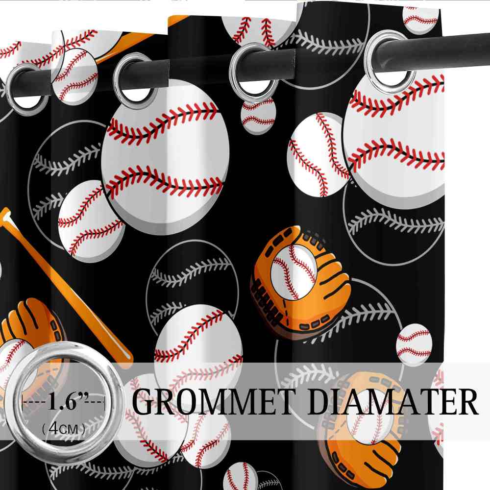 Classic Baseball & Mitt Pattern Blackout Curtains for Boys Room CozyLil