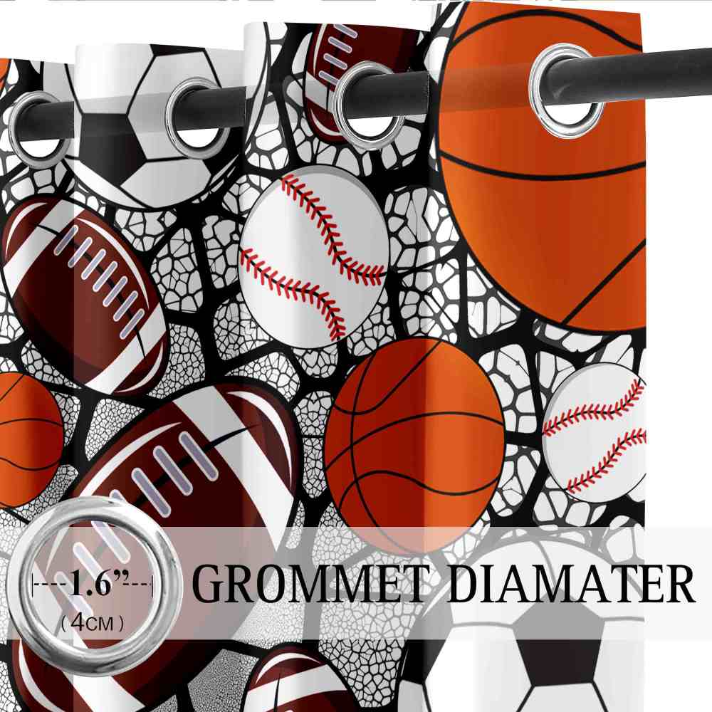 Multi-Sport Balls Collage Kids Room Thermal Curtains CozyLil