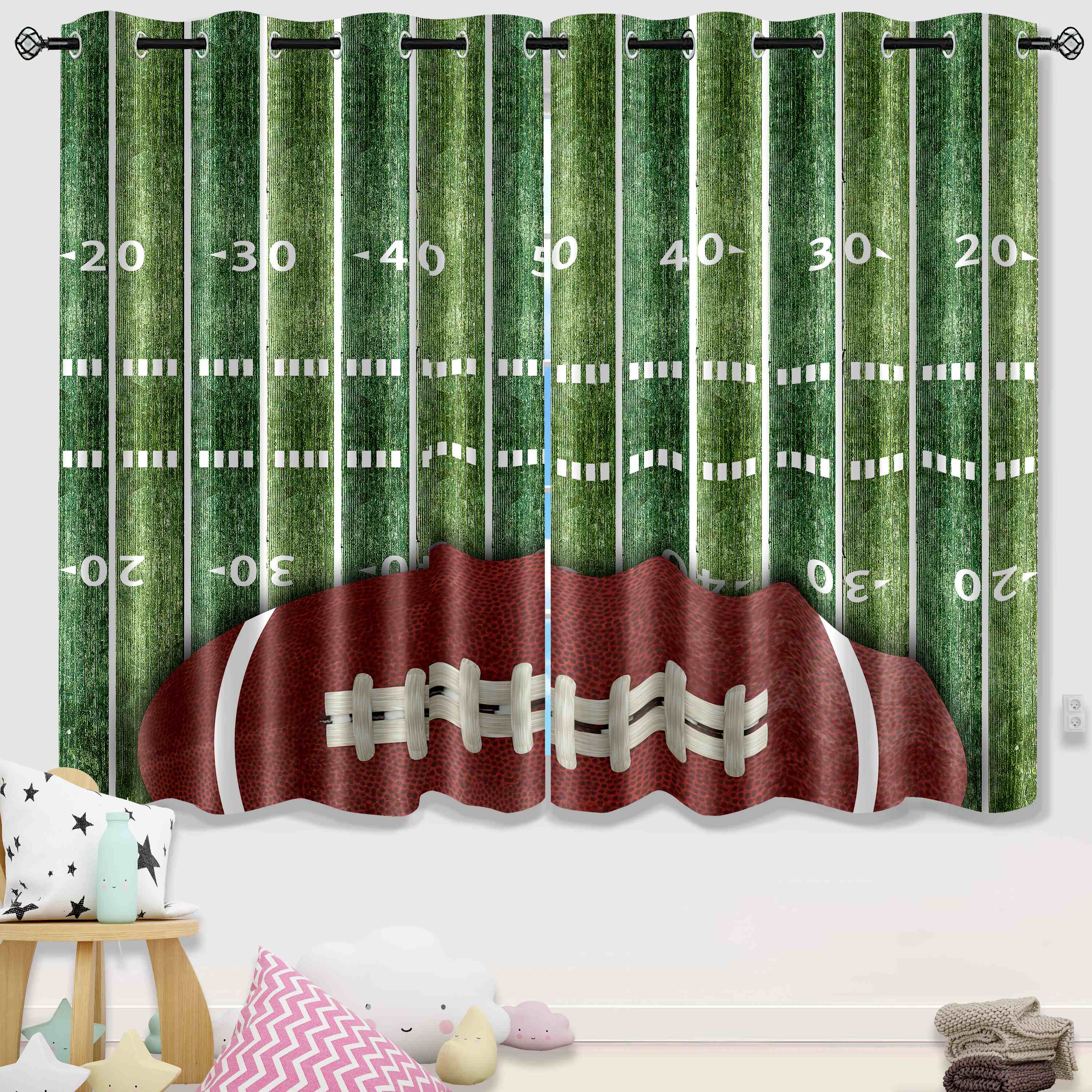 American Football Field & Yard Line Artistic Curtains | CozyLil