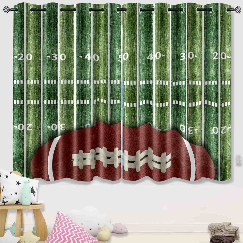 American Football Field & Yard Line Artistic Curtains CozyLil