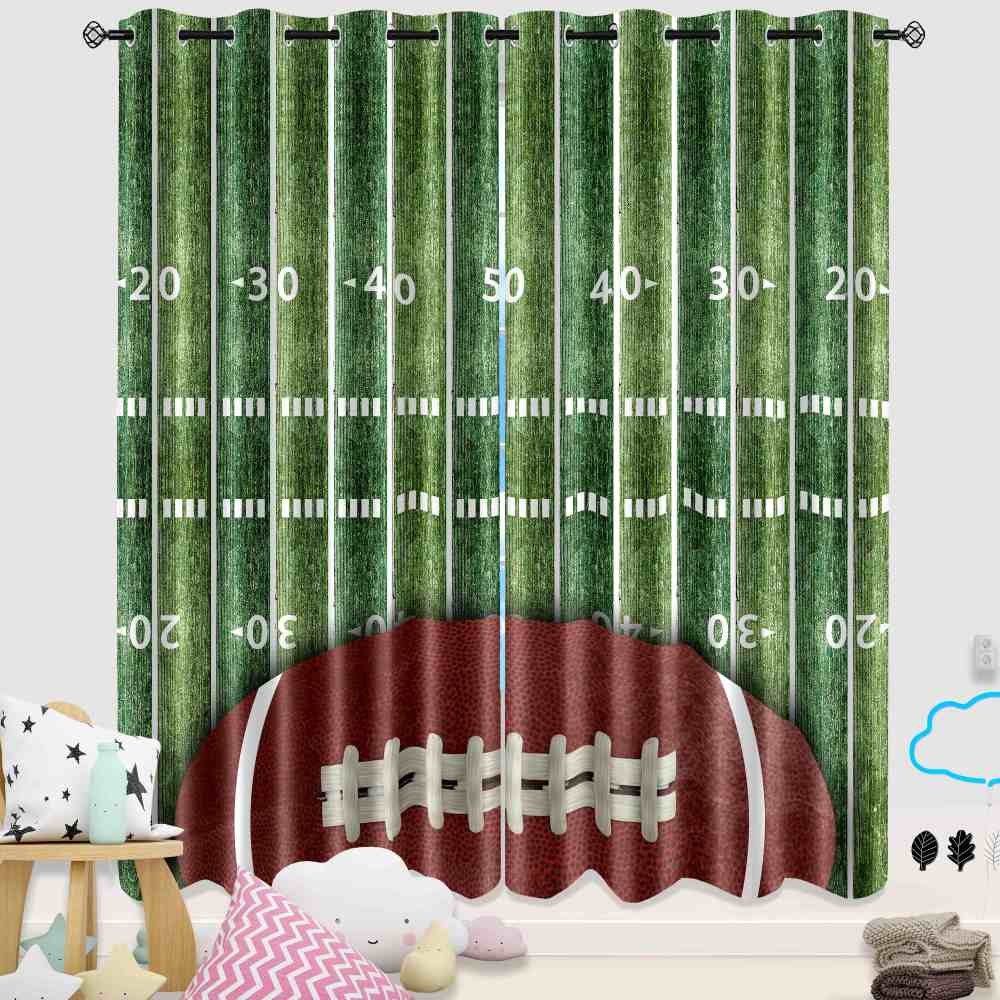 American Football Field & Yard Line Artistic Curtains CozyLil